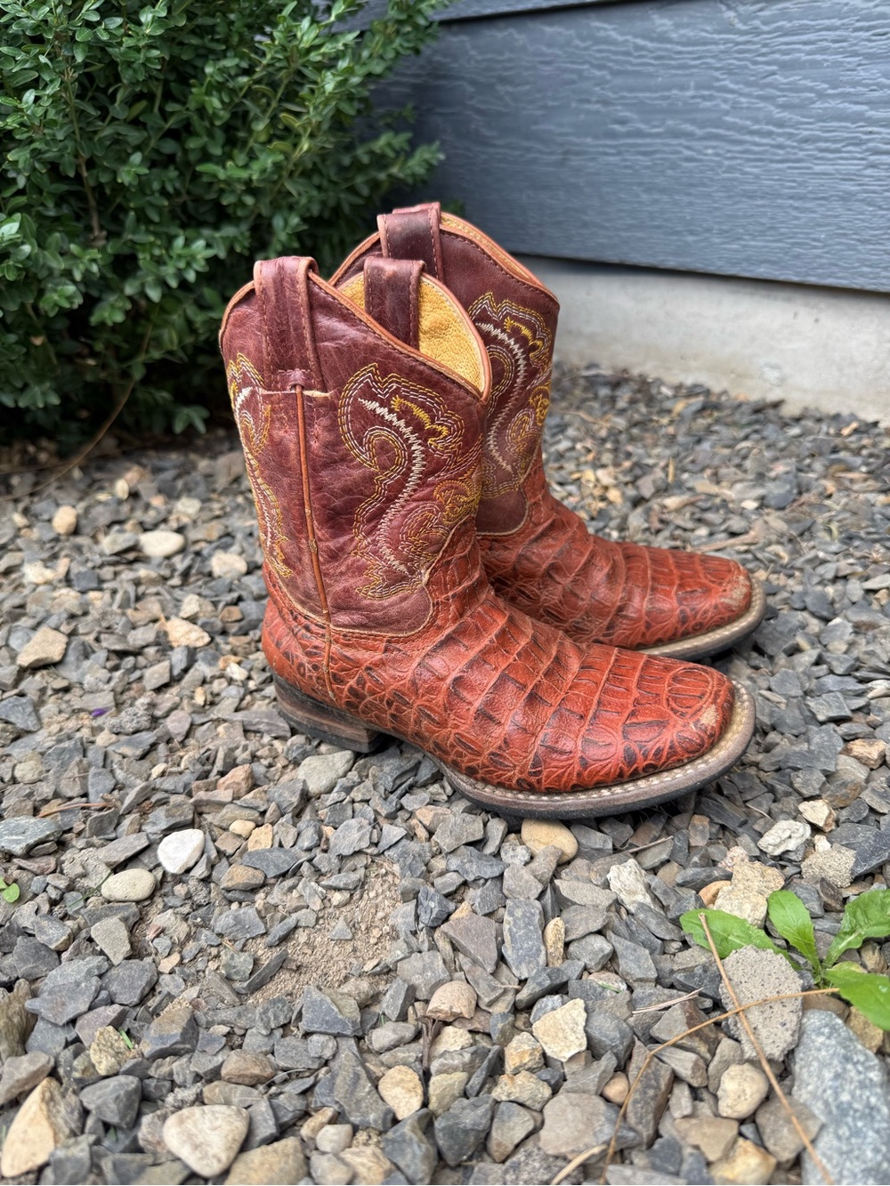 Kids Western Cowboy Boots Croc Embossed Leather Little Kid 11